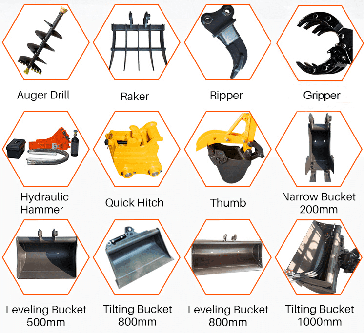 Hiosen mini excavator attached tools